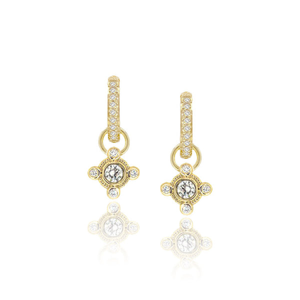 Petite Diamond Hoops with Compass Drops
