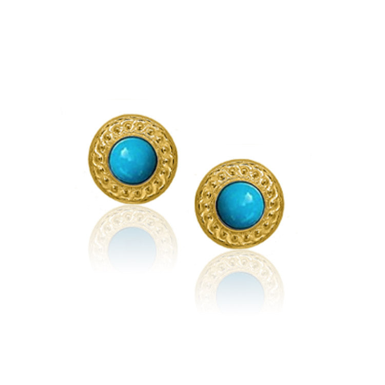 Guilloche Turquoise Stud Earrings
