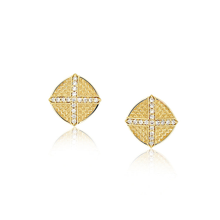 Pavé Diamond Shield Earrings