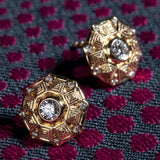 Pyramid Medallion Diamond Stud Earrings